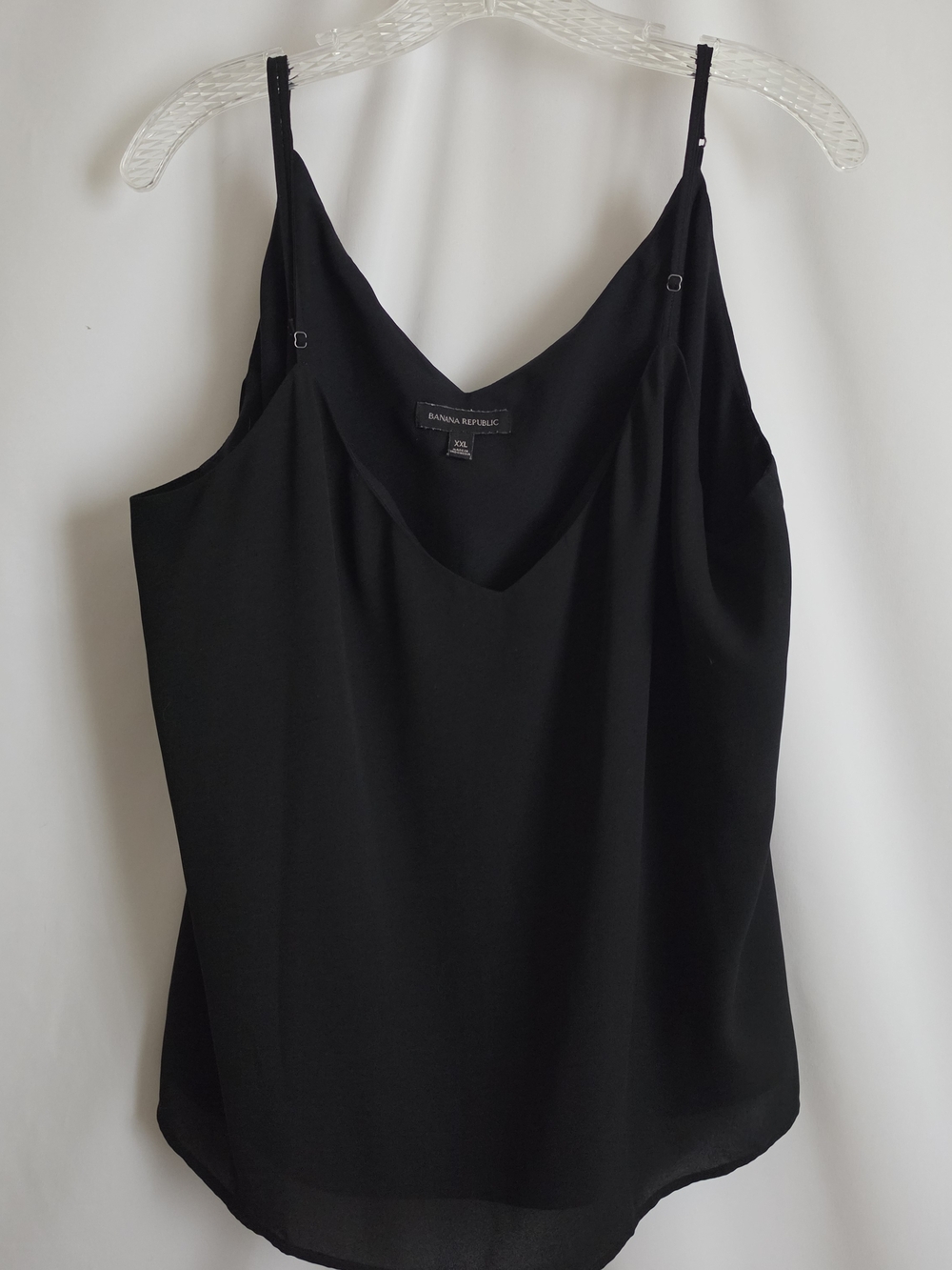 Banana Republic Black V-Neck Satin Cami with Adjustable Straps